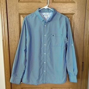 Coolibar ARICIA Blue White Gingham Sun Shirt UPF 50+ Medium